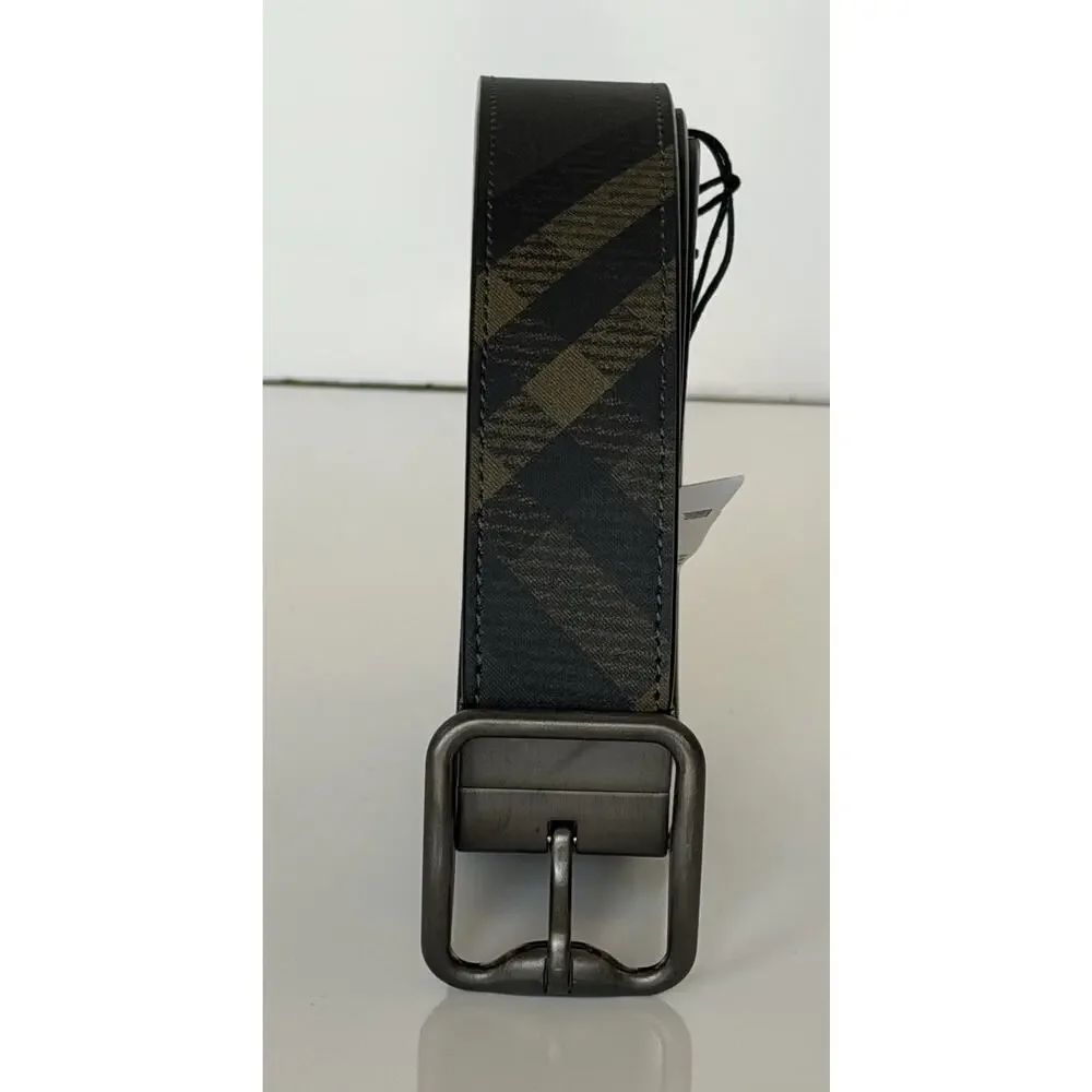 Burberry Reversible Check B Buckle Leather Wide Belt 46/115 8098126 IT NEW $550